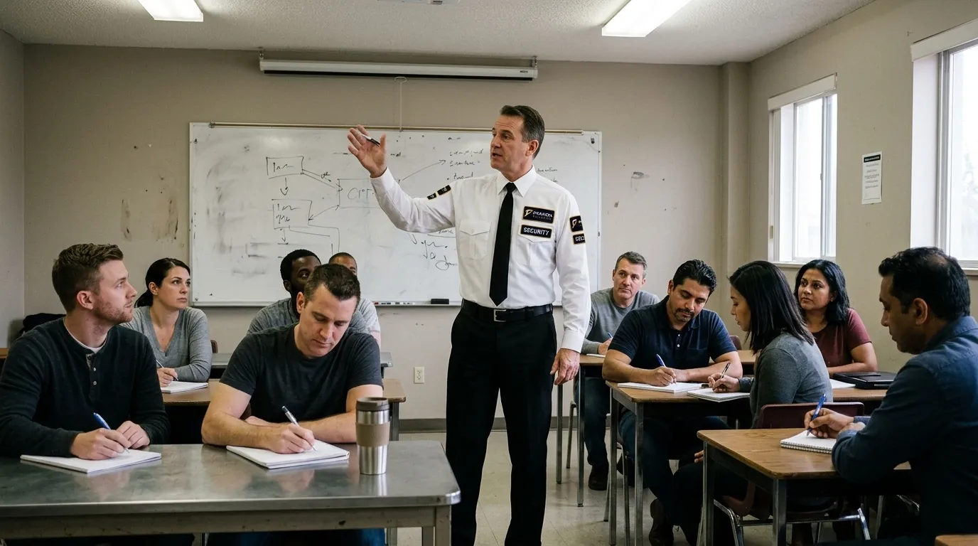 A Praxon Security instructor teaching a security training class